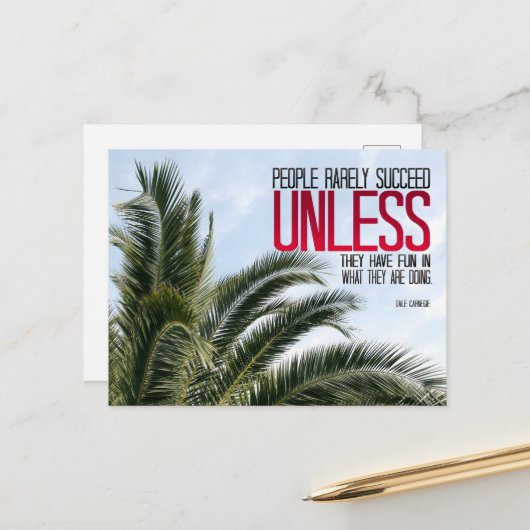 デール・カーネギー感動的引用文「おもしろいを持つ」 ポストカード (正面/裏面インサイチュ)