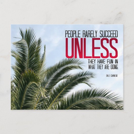 デール・カーネギー感動的引用文「おもしろいを持つ」 ポストカード (正面)