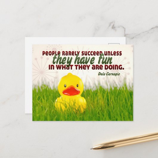 デール・カーネギー感動的引用文「おもしろいを持つ」 ポストカード (正面/裏面インサイチュ)