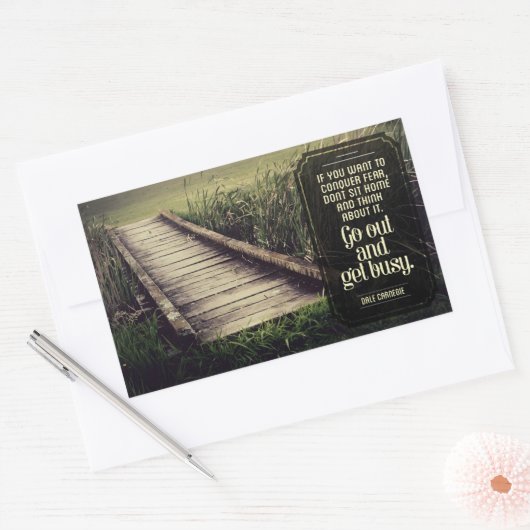 デール・カーネギー感動的引用文「取得忙し」 長方形シール (封筒)