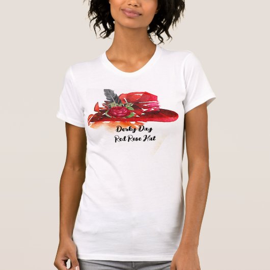 デー比デー 赤いバラの帽子 Tシャツ (正面)