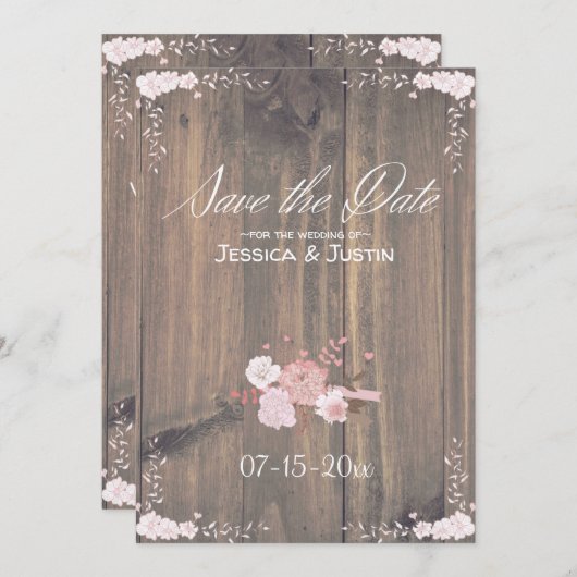 デ素朴ー結婚トカードを保存する木のアパート セーブザデート (正面/裏面)