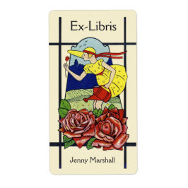 デ魅力的コガール，バラ，ガーデン蔵書票ラベル ラベル