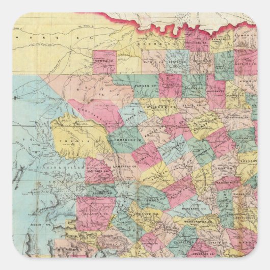 デ・コルドバのテキサス州の地図 スクエアシール (正面)