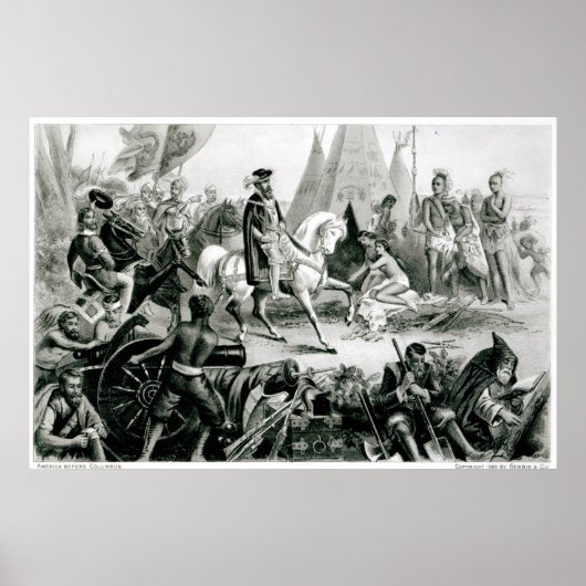 デ・ソトがミシシッピ川を発見 ポスター (正面)