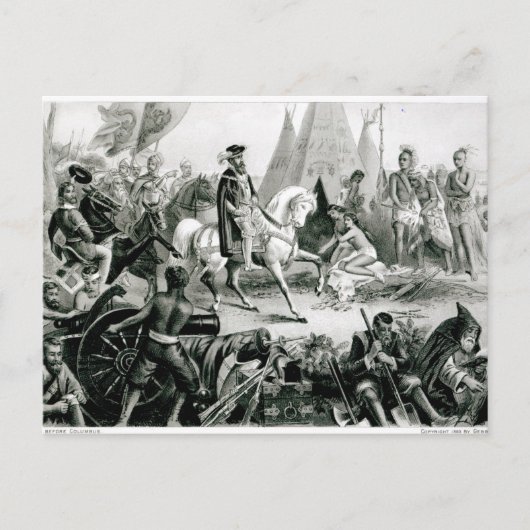 デ・ソトがミシシッピ川を発見 ポストカード (正面)