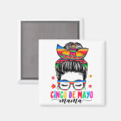 デ・マヨママメッシーバンヘアメキシコのママのママDa マグネット (正面/裏面)