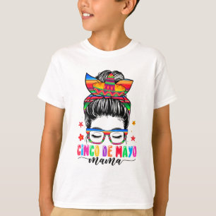 デ・マヨママメッシーバンヘアメキシコのママのママDa Tシャツ