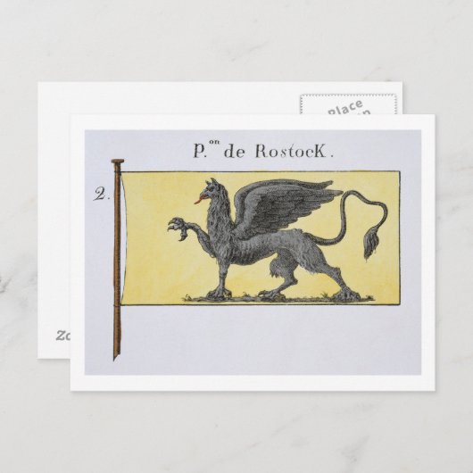 デ・ローストを示すグリフィンの紋章を持つ海上国旗 ポストカード (正面/裏面)