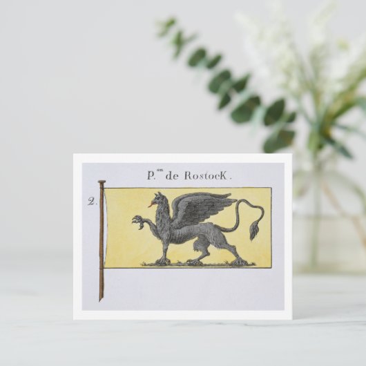 デ・ローストを示すグリフィンの紋章を持つ海上国旗 ポストカード (スタンド正面)