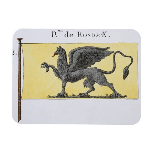 デ・ローストを示すグリフィンの紋章を持つ海上国旗 マグネット (横)