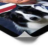 トおもしろいランプと縁どコリー犬Usa国旗の選択 ポスター (角)