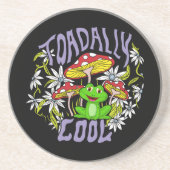 トアダリクールカラフルフローラとカエルタイポグラフィ コースター (正面)