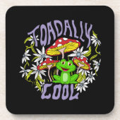 トアダリクールカラフルフローラとカエルタイポグラフィ コースター (正面)