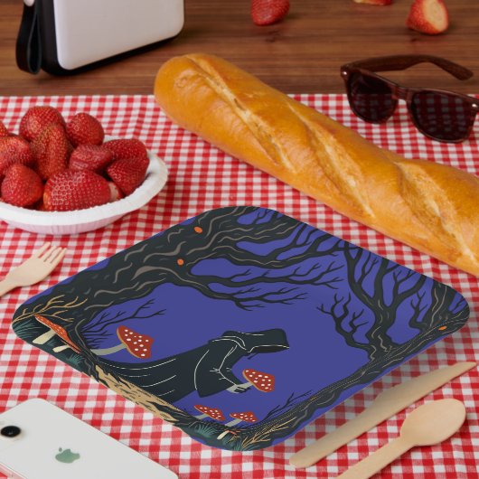 トアドストオールを集める頭巾の付いたフォーク ペーパープレート (ピクニック)