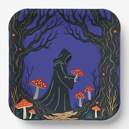 トアドストオールを集める頭巾の付いたフォーク ペーパープレート (正面)