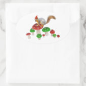 トアドストールステッカー付きリスのステッカー 楕円形シール (バッグ)