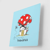 トアドスパーソナライズされたツール、小妖精や小人&ドラゴンフライ スクエア壁時計 (傾斜)