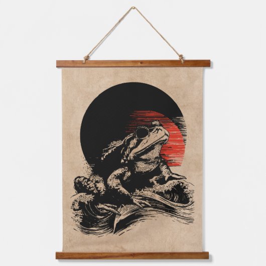 トアドワビクールサビアート | ヴィンテージ日本のカエル 吊り下げ型タペストリー (正面)