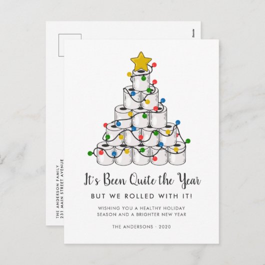 トイおもしろいレ転がイ付き紙クリスマスツリー シーズンポストカード (正面/裏面)