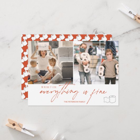 トイおもしろいレ2020素晴らし 2枚の写真をグ転がリッドオレンジ カード (正面/裏面インサイチュ)