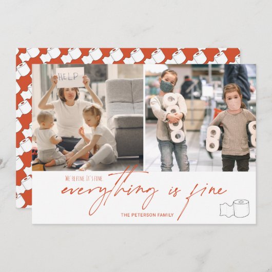 トイおもしろいレ2020素晴らし 2枚の写真をグ転がリッドオレンジ カード (正面/裏面)