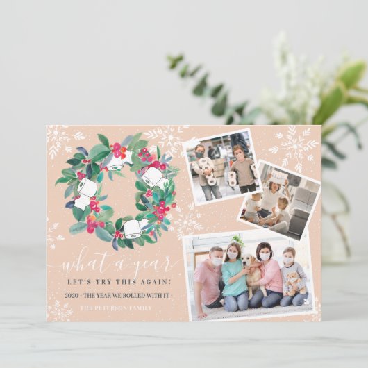 トイおもしろいレ2020転がリース新年3枚の写真 カード (スタンド正面)