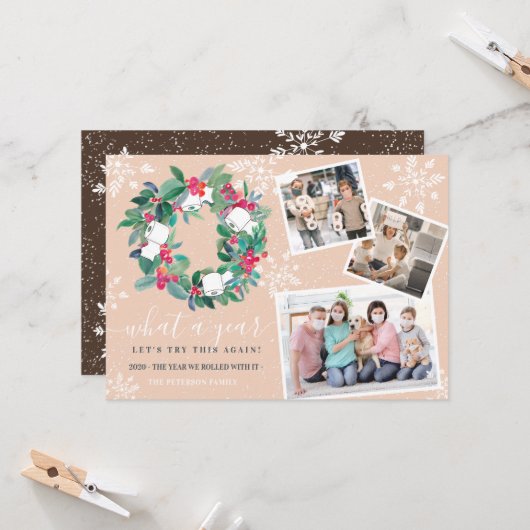 トイおもしろいレ2020転がリース新年3枚の写真 カード (正面/裏面インサイチュ)