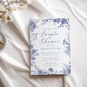 トイエレガントルフランスのブルーの恋人カップルのシャワー 招待状