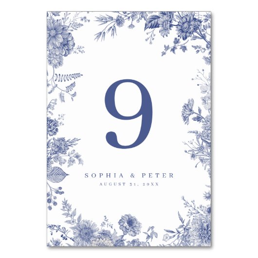 トイエレガントルフランスのブルーフローラ表の番号 テーブルナンバー (裏面)