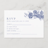 トイエレガントルフランスのブルーフローラRSVPカード エンクロージャーカード (正面)