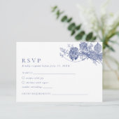 トイエレガントルフランスのブルーフローラRSVPカード エンクロージャーカード (スタンド正面)