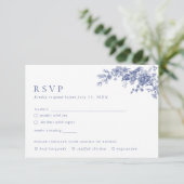 トイエレガントルフランスのブルーフローラRSVPカード エンクロージャーカード (スタンド正面)