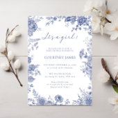 トイエレガントルフランスの・ブルー・トイル女の子ベビー 招待状