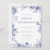 トイエレガントルフランスの・ブルー・トイル16歳の誕生日 招待状 (正面)