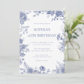 トイエレガントルフランスの・ブルー・トイル16歳の誕生日 招待状 (スタンド正面)