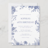 トイエレガントルフランスの・ブルー・トイル18歳の誕生日 招待状 (正面)