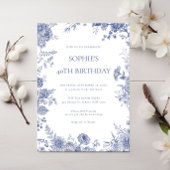 トイエレガントルフランスの・ブルー・トイル40歳の誕生日 招待状