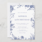 トイエレガントルフランスの・ブルー・トイル60歳の誕生日 招待状 (正面)