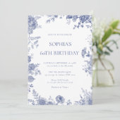 トイエレガントルフランスの・ブルー・トイル60歳の誕生日 招待状 (スタンド正面)