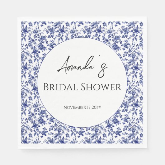 トイエレガントルブルーフローラブライダルシャワー スタンダードランチョンナプキン (正面)