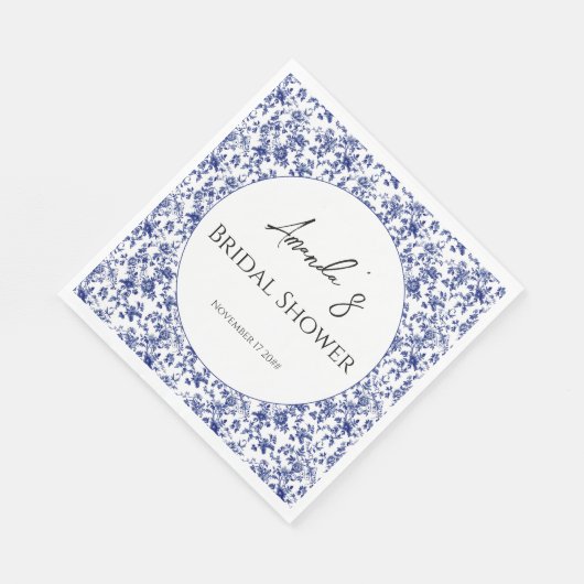 トイエレガントルブルーフローラブライダルシャワー スタンダードランチョンナプキン (角)