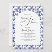 トイエレガントルブルーフローラブライダルシャワー 招待状 (正面)