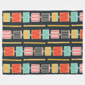 トイカラフルトドラム継ぎ目パターン フリースブランケット (正面(横))