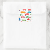 トイカーパターン – 自動車イラストレーション スクエアシール (バッグ)