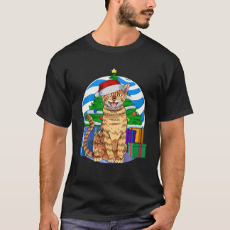 トイガーキャットおもしろいサンタクリスマスツリーデコール Tシャツ