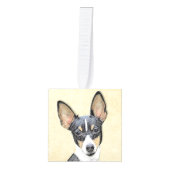 トイキツネテリア絵画ズ – かわいいオリジナルドッグアート キューブオーナメント (正面)