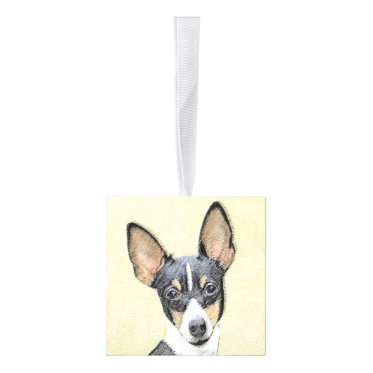 トイキツネテリア絵画ズ – かわいいオリジナルドッグアート キューブオーナメント (右)