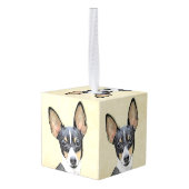 トイキツネテリア絵画ズ – かわいいオリジナルドッグアート キューブオーナメント (裏面アングル)