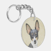 トイキツネテリア絵画ズ – かわいいオリジナルドッグアート キーホルダー (正面左)